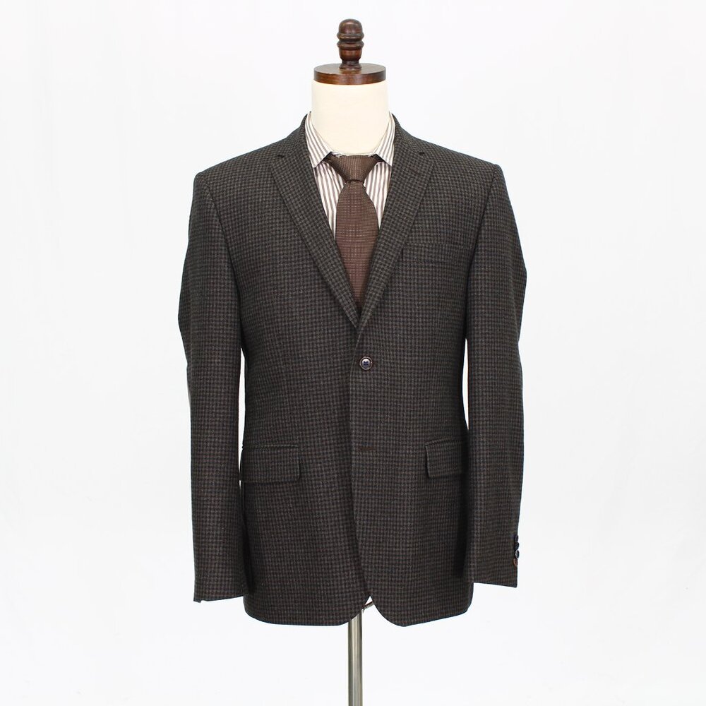 Sand 42R Brown Check 2-Button Sport Coat Blazer Jacket G919